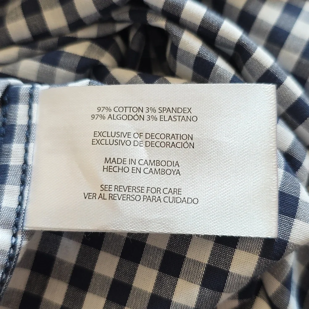 Banana Republic Slim Fit Blue & White Check Mens Cotton Shirt.  Size XXL